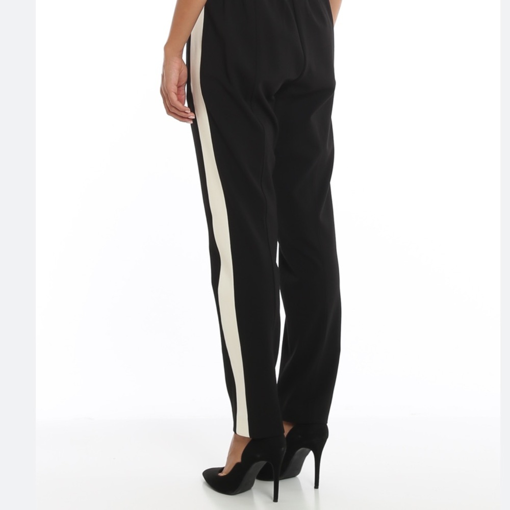 Massimo NEW White Side Stripe Leg Slim Pants Flat Front Zip Trousers Minimalist
